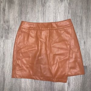 Forever 21 Brown Faux Leather Mini Skirt: SIZE Medium